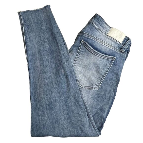 Pistola Womens Medium Wash Mid Rise Distressed Raw Hem Skinny Jeans 32 - Picture 1 of 8